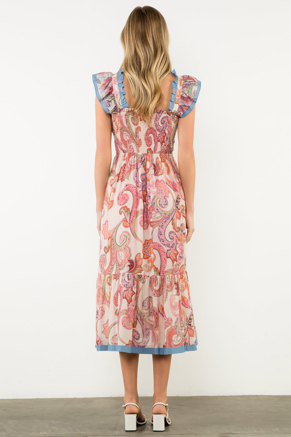 FLUTTER SLEEVE PRINT MAXI DRESS