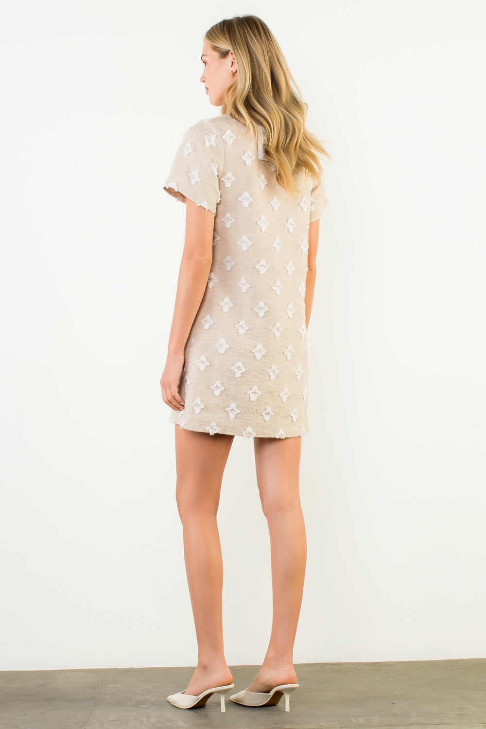 Short Sleeve Mixed Media Shift Dress
