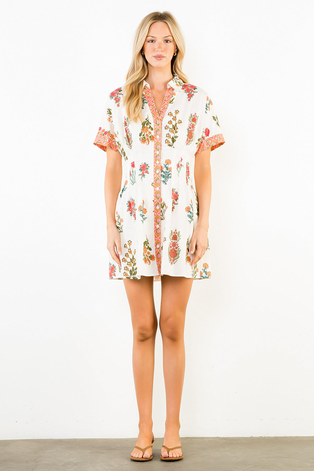 Short Sleeve Floral Patterned Dress