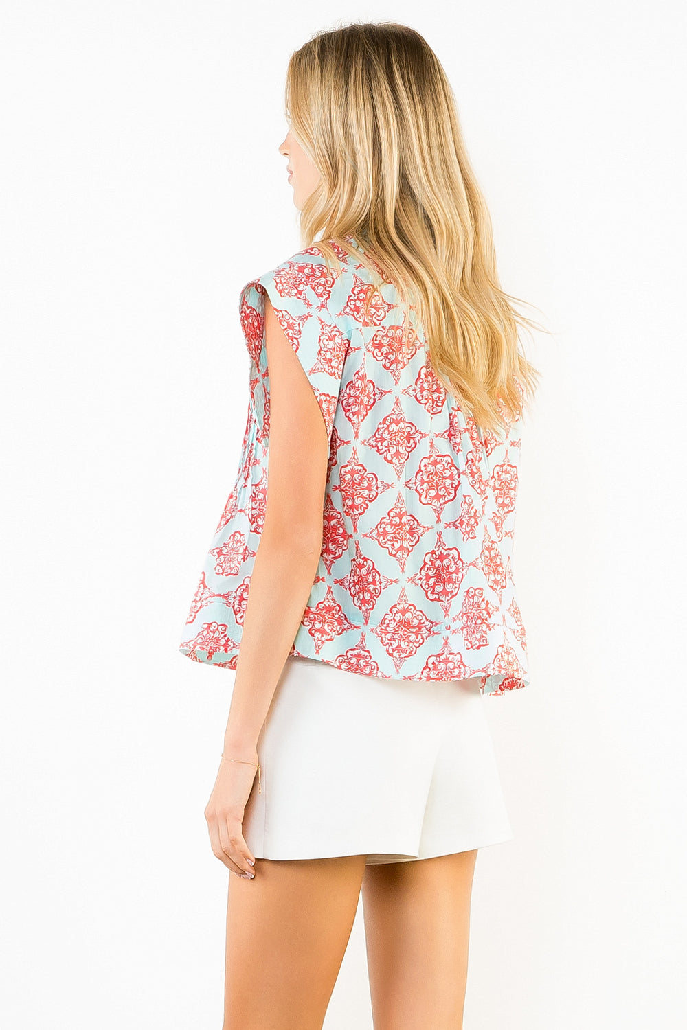Floral Print V Neck Blouse