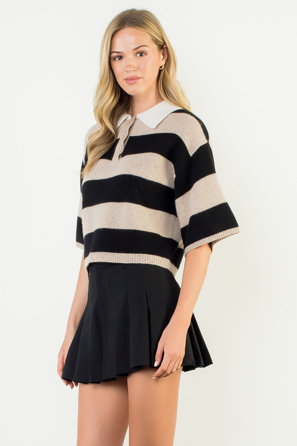 Cashmere Blend Striped Knit Top