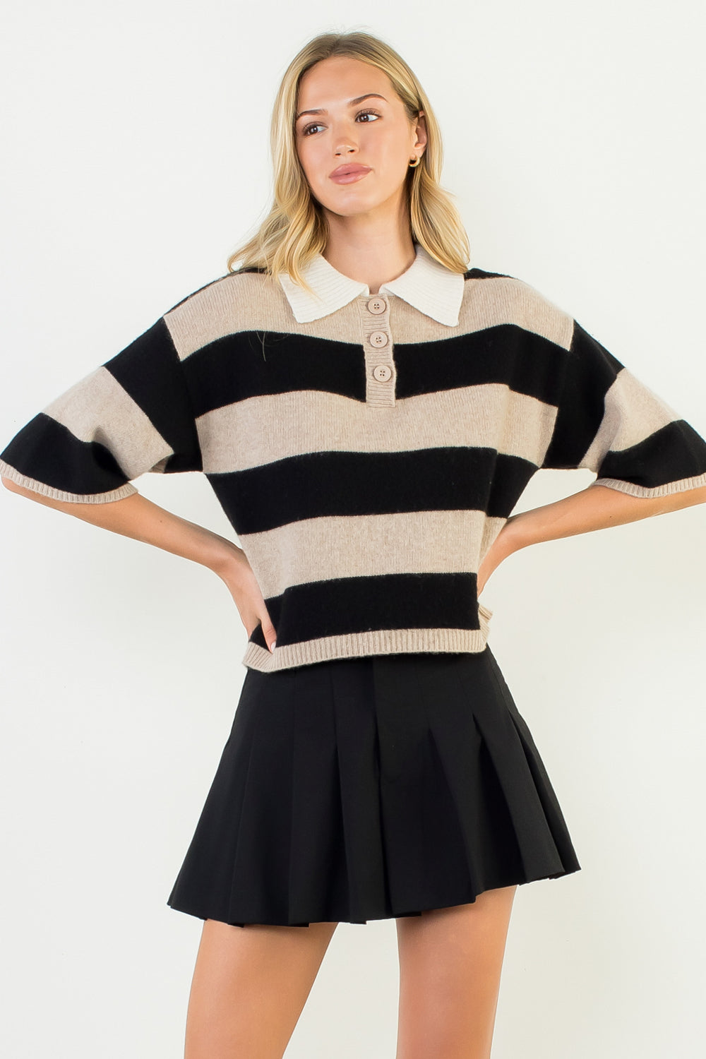 Cashmere Blend Striped Knit Top