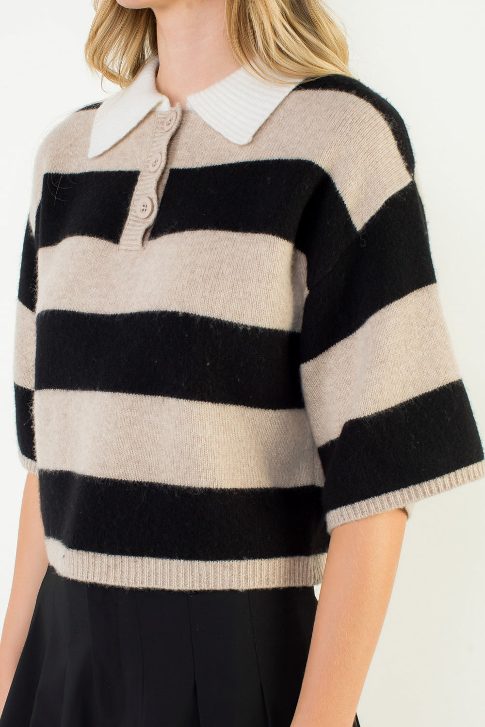 Cashmere Blend Striped Knit Top