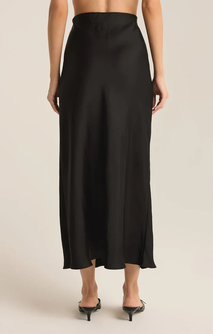 EUROPA LUXE SHEEN MIDI SKIRT - BLACK