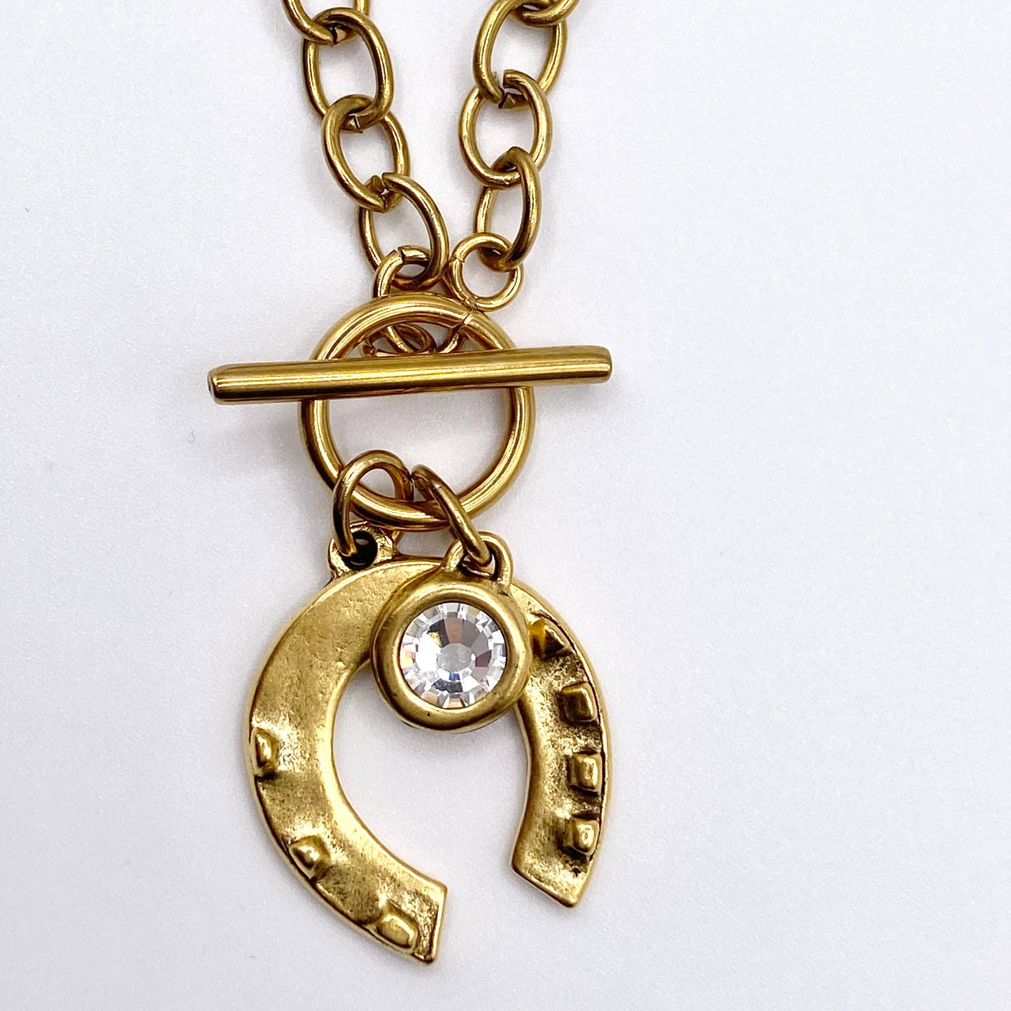 Hand Casted Horse Shoe Pendant Necklace