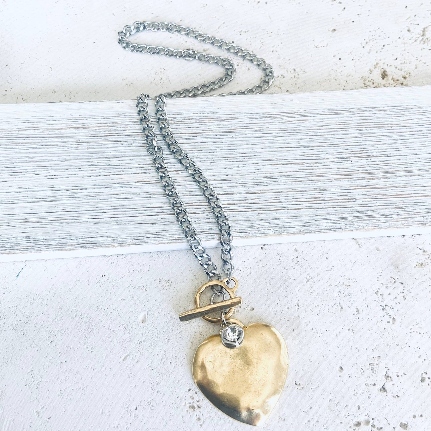 Hand Casted Toggle Closure Necklace - Heart