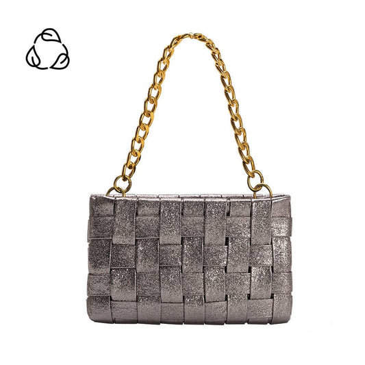 MIMIE METALLIC RECYCLED VEGAN CROSSBODY BAG - PEWTER