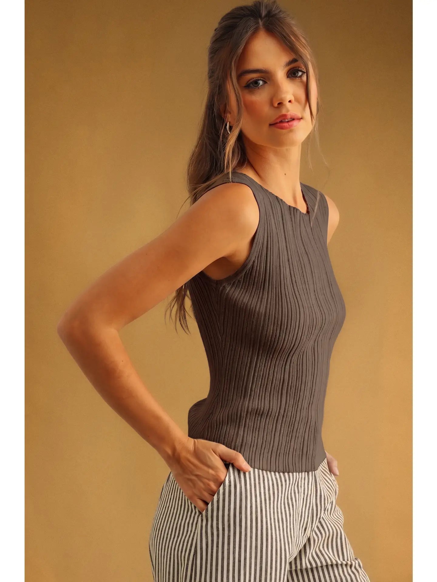 Viscose Ribbed Knitted Top