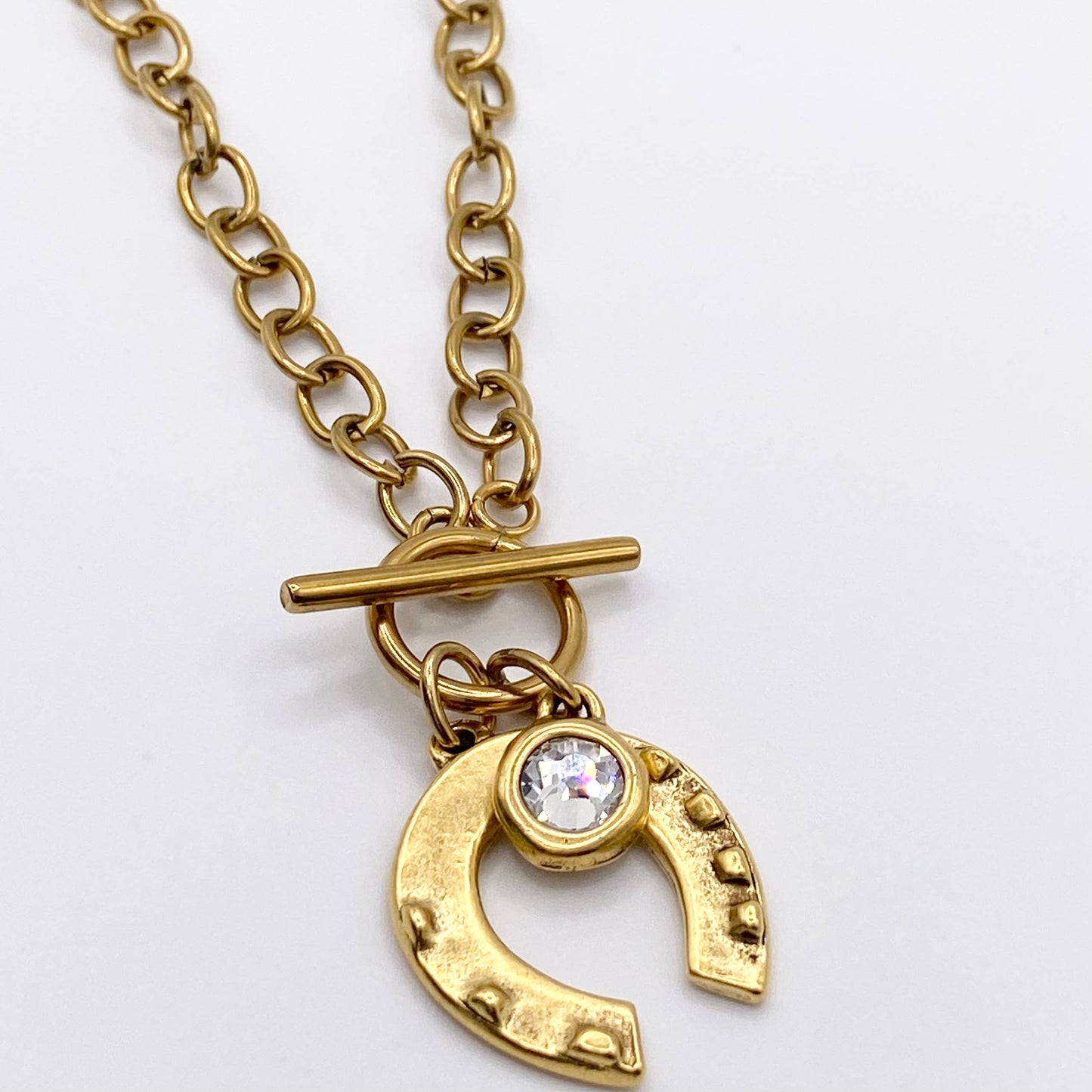 Hand Casted Horse Shoe Pendant Necklace