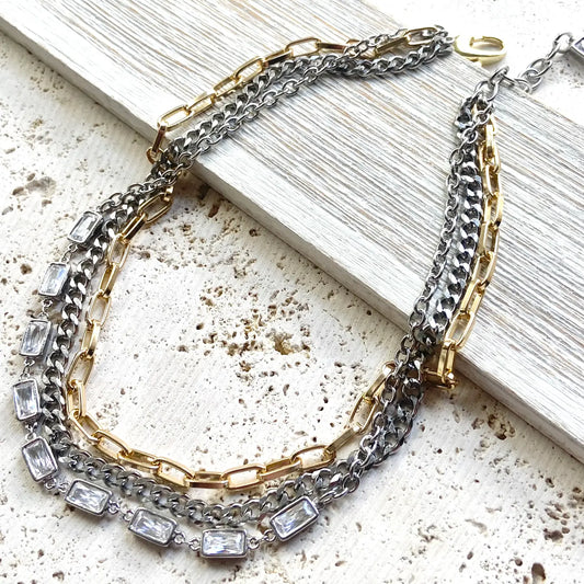 Mixed Metal Edgy Glam Necklace