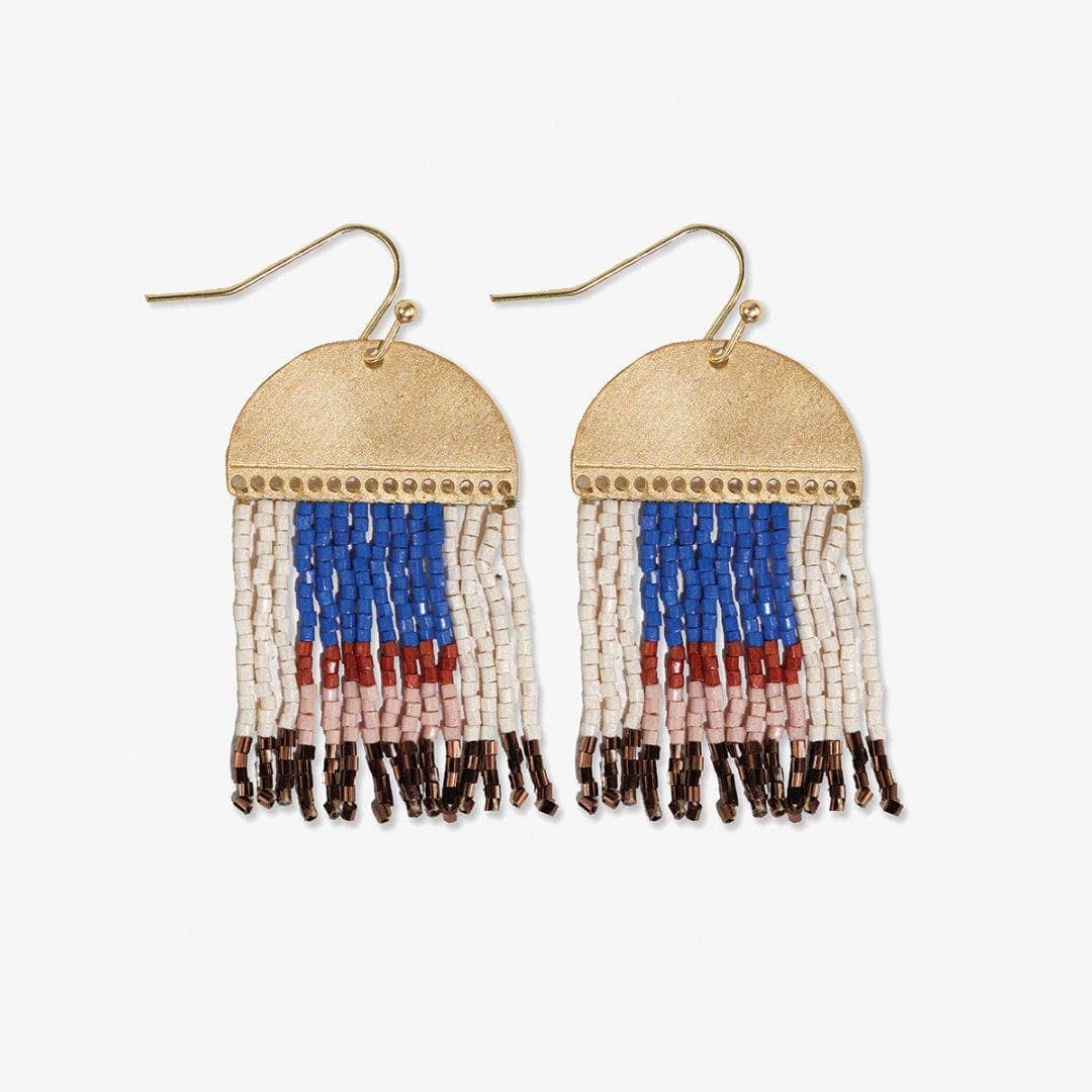 Birdie Abstract Beaded Fringe Earrings - Sedona