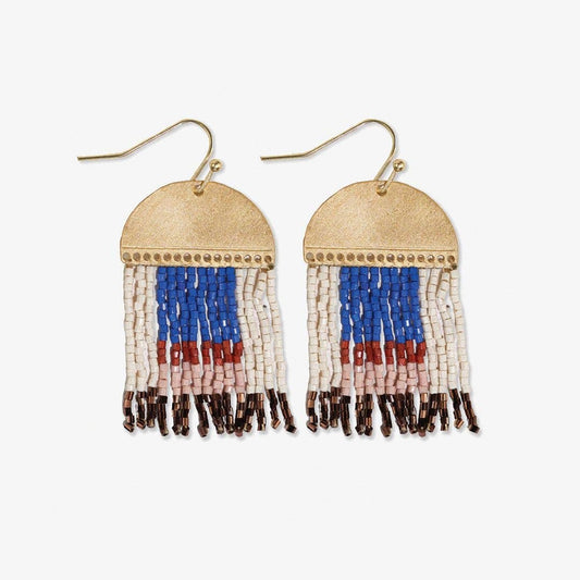 Birdie Abstract Beaded Fringe Earrings - Sedona