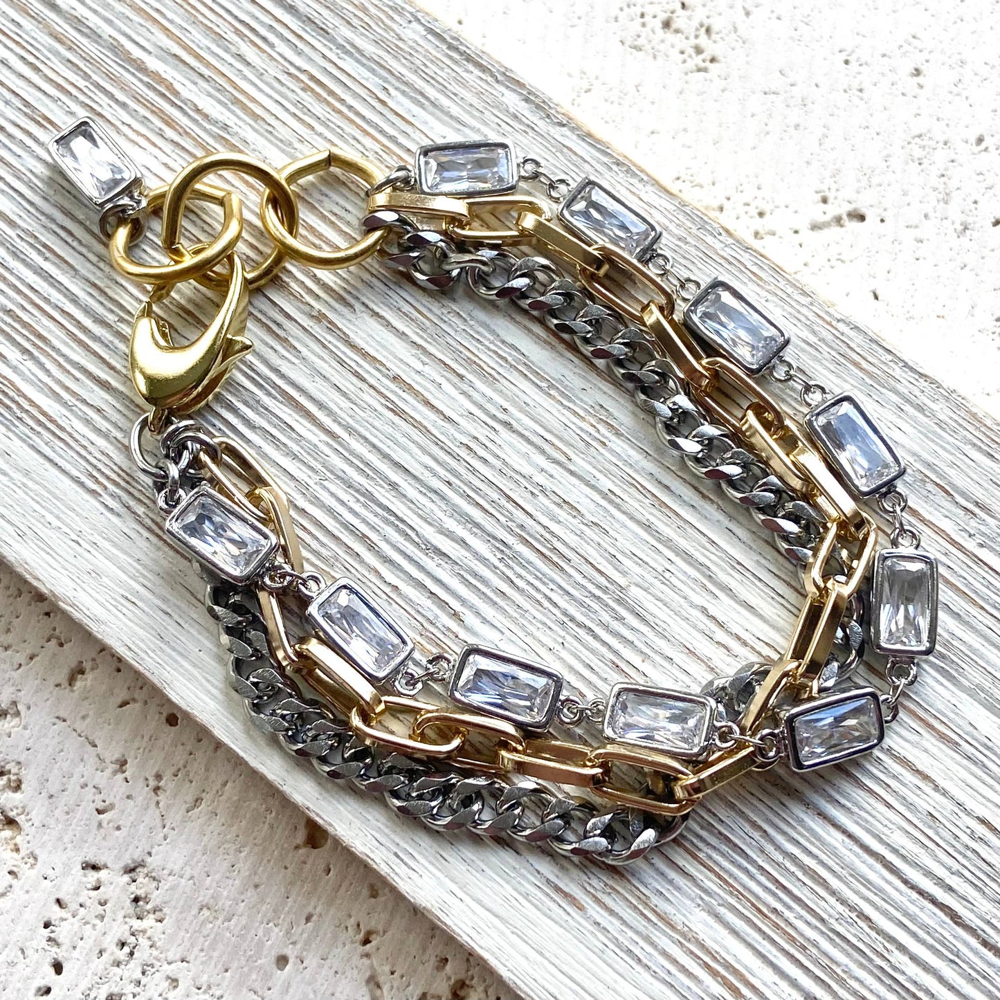 Mixed Metal Edgy Glam Bracelet