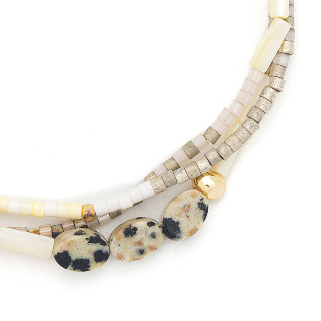 MIXED MEDIA BRACELET - JOY/DALMATION JASPER/GOLD