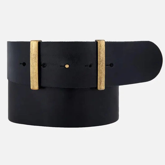 Julia | Wide Leather Dress Belt with Gold Accents