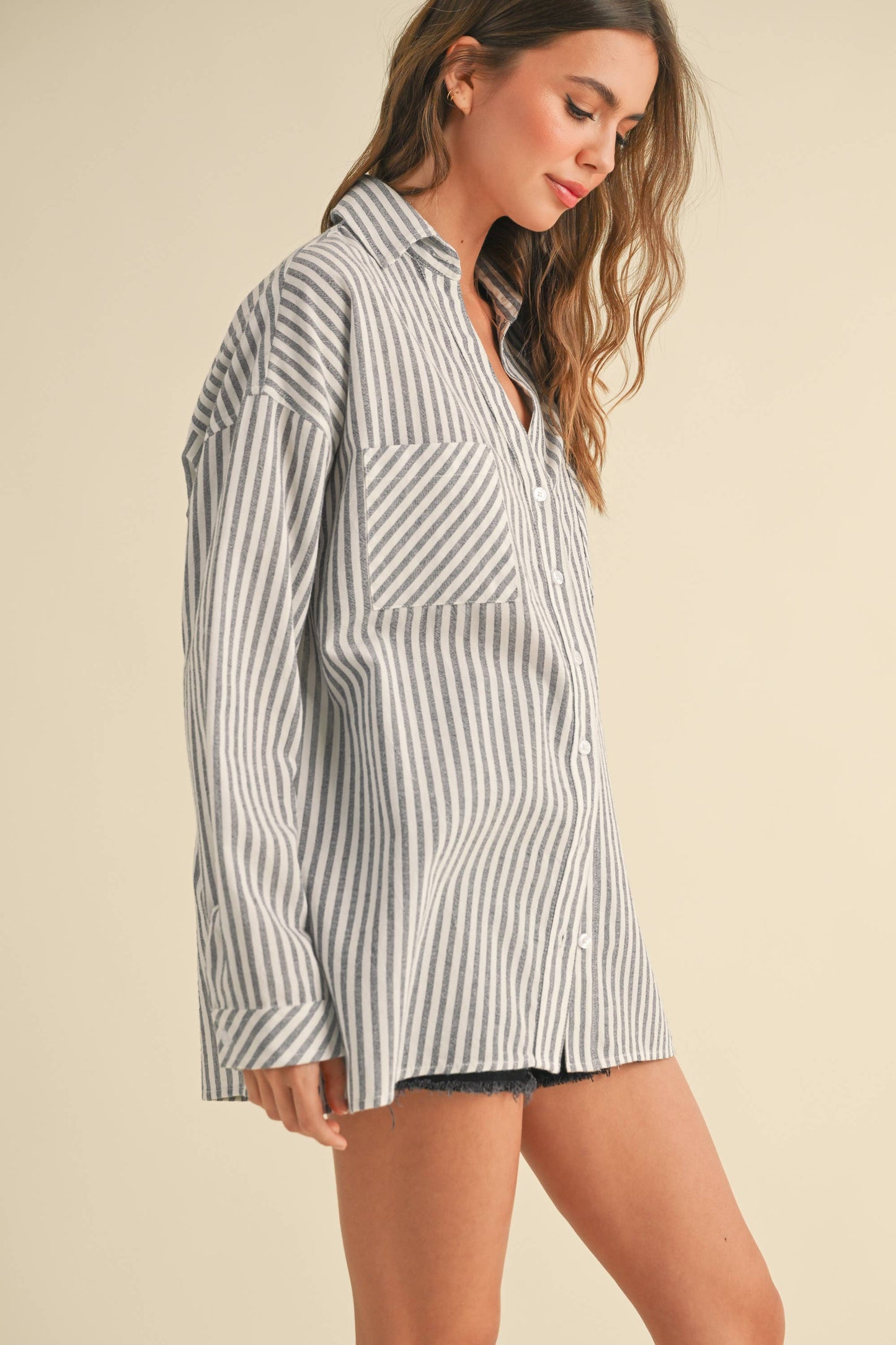 Striped Pattern Button Down Shirt