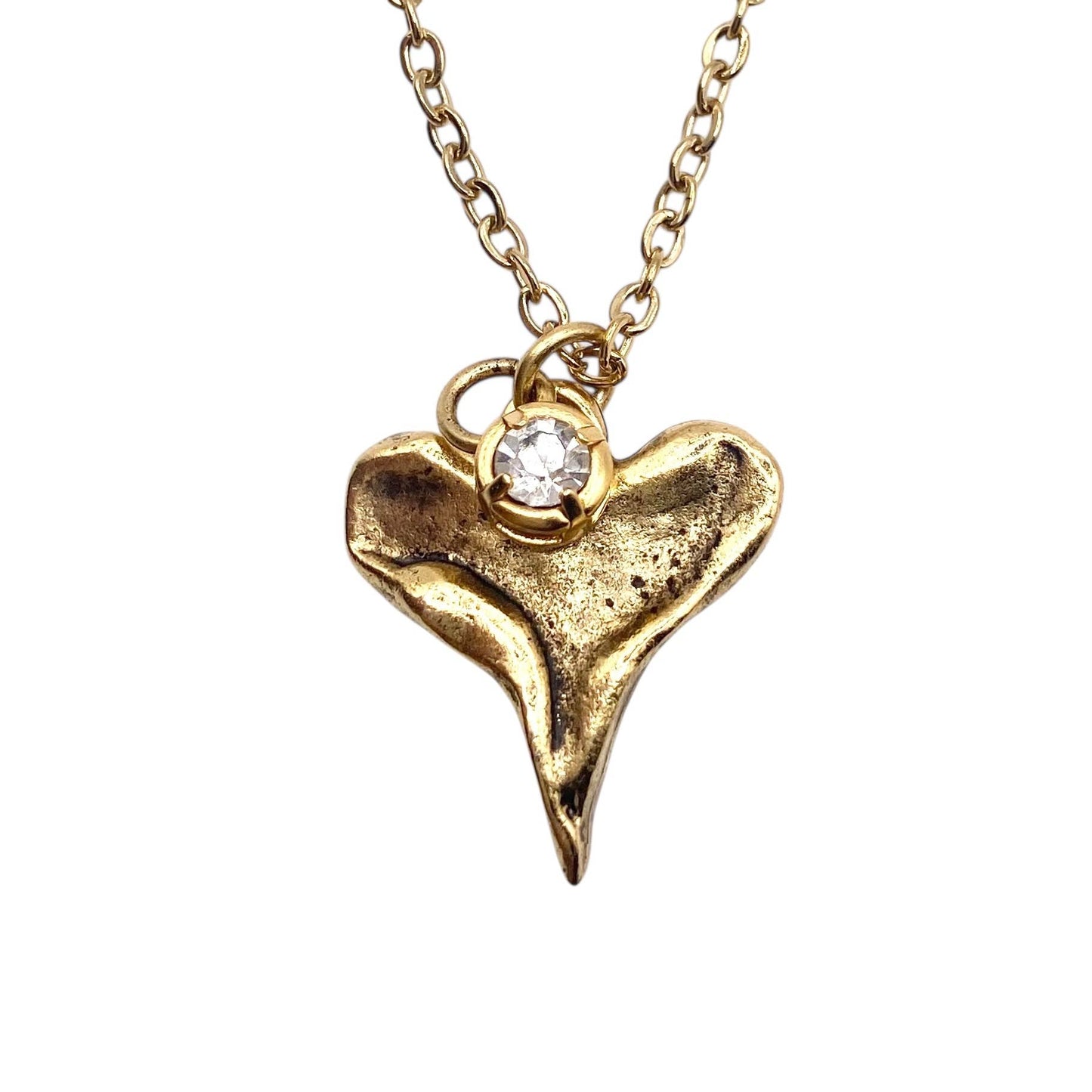 Hammered Heart Charm Necklace 