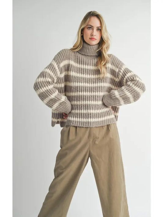 AKI TURTLENECK STRIPED SWEATER