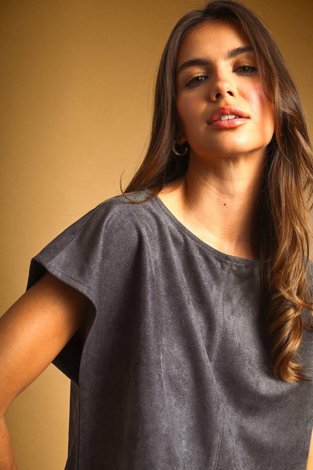 Faux Suede Top