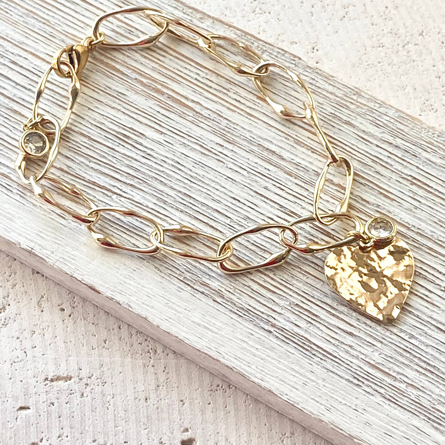 Heart Pendant Crystal Accent Bracelet
