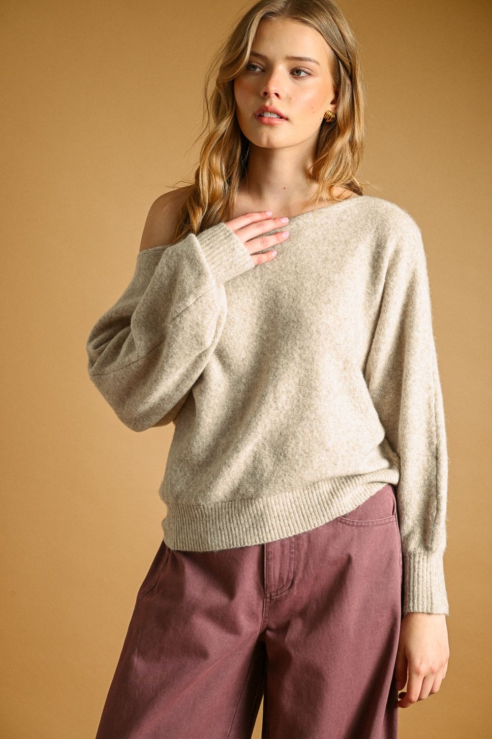 Long Sleeve Boat Neck Top