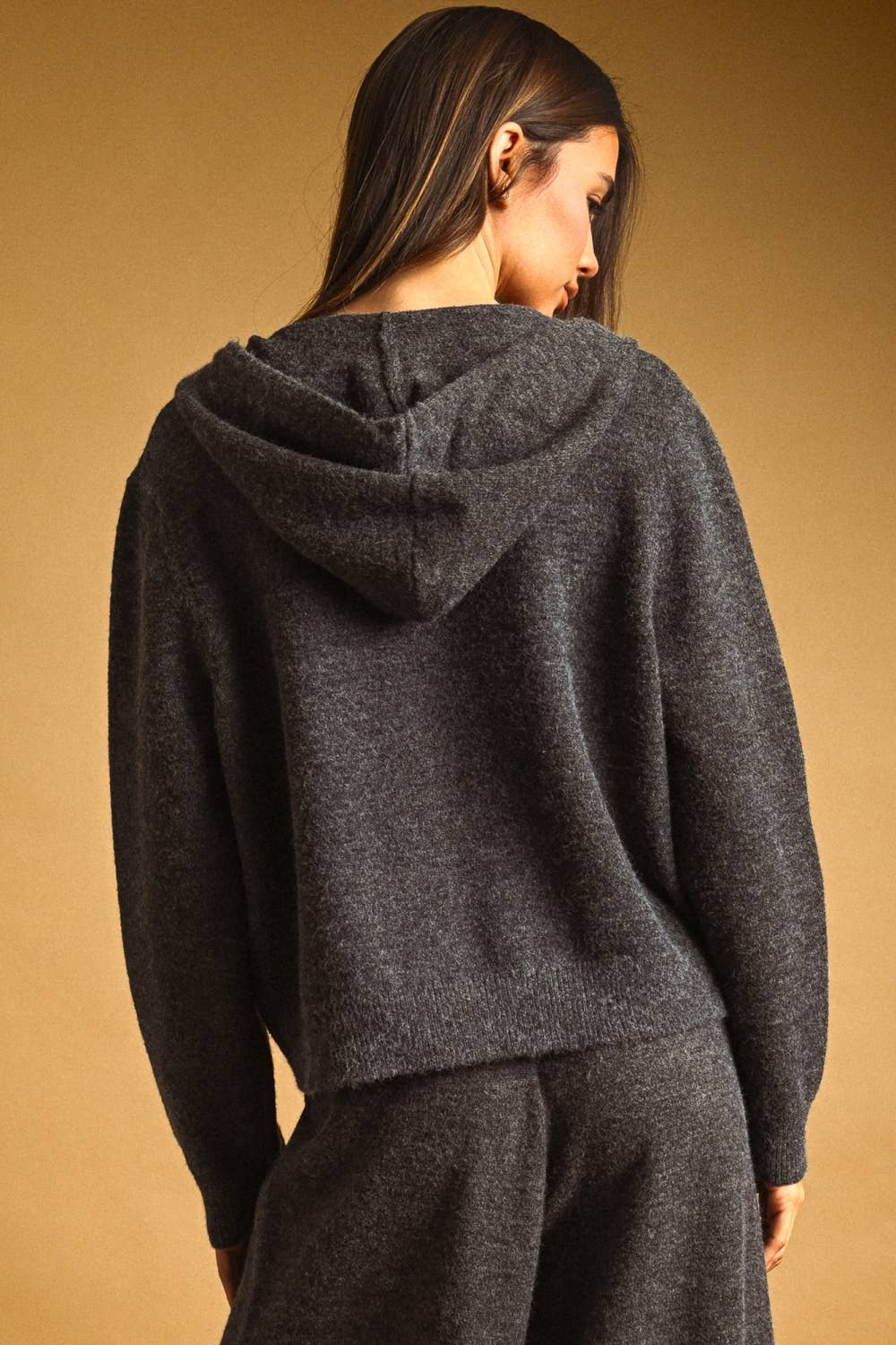 Button Front Sweater with Hood