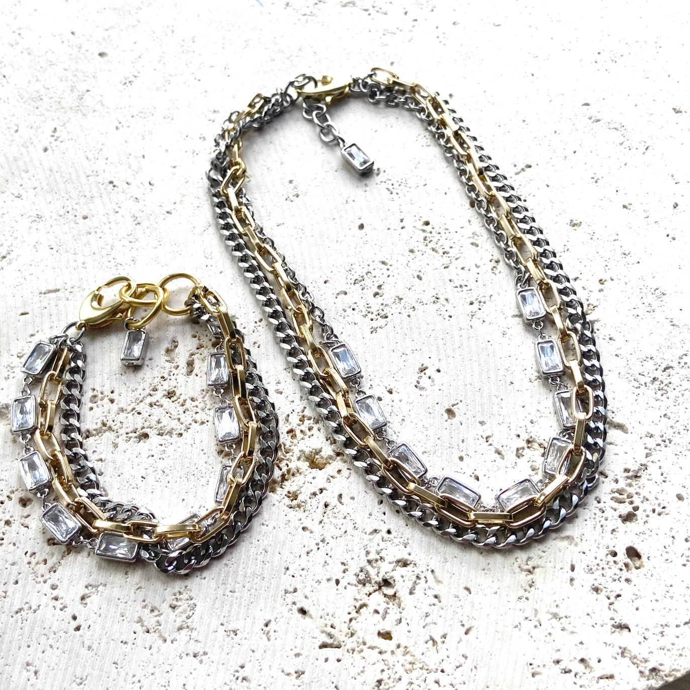 Mixed Metal Edgy Glam Necklace