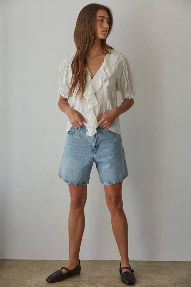 Ruffle V-Neck Blouse