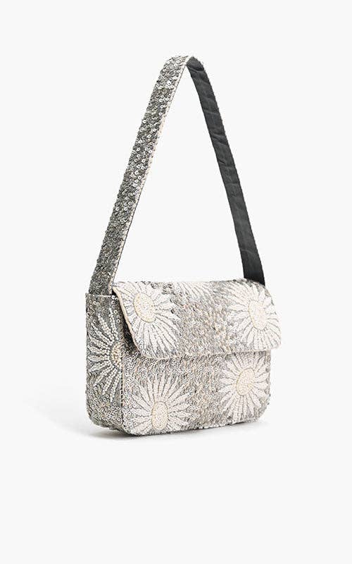 IVORY PETAL FROSTWORK SHOULDER BAG