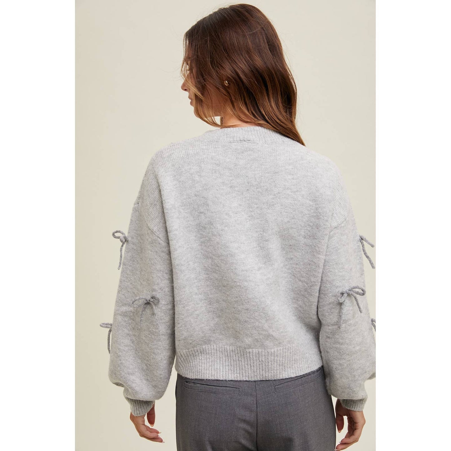 BOW DETAILED BRUSHED SWEATER / WL24-9591