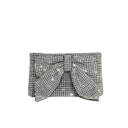 JADA BOW RHINESTONE CROSSBODY BAG - SILVER