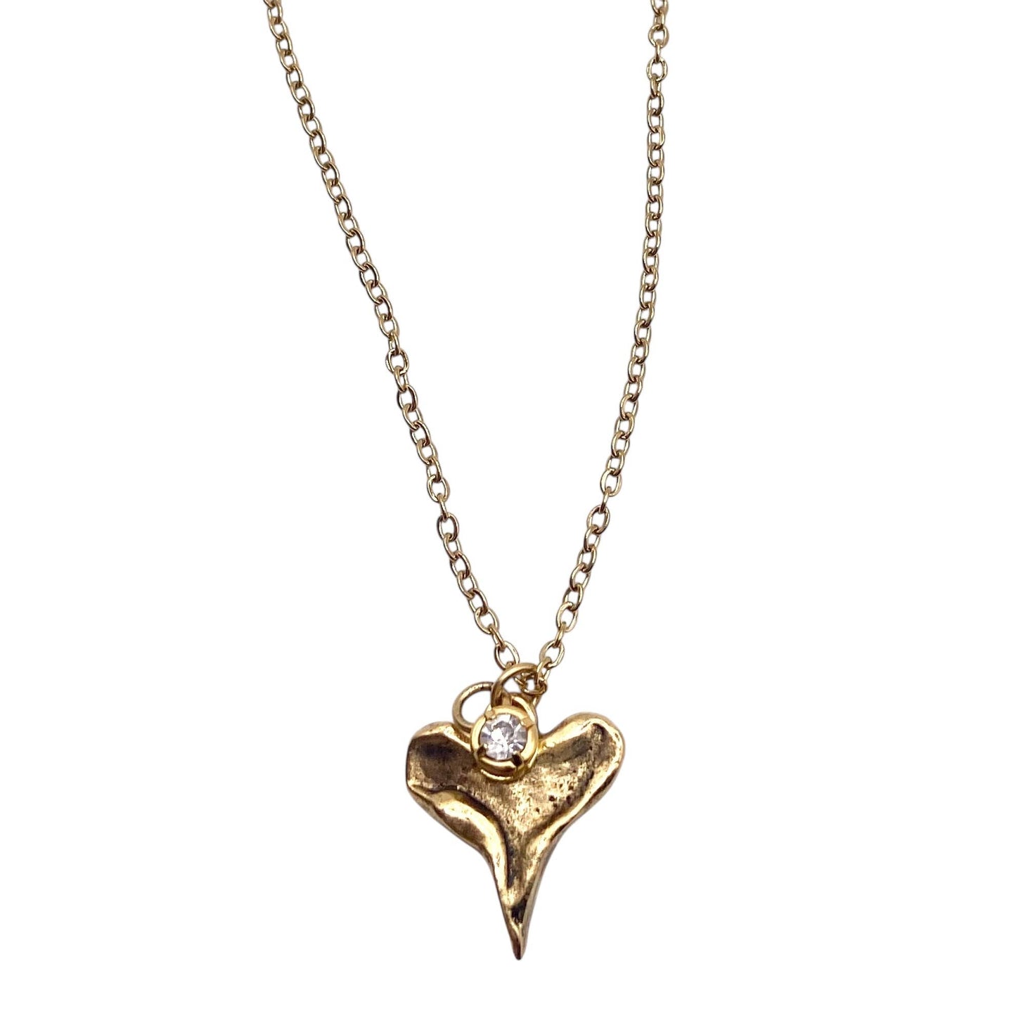 Hammered Heart Charm Necklace 