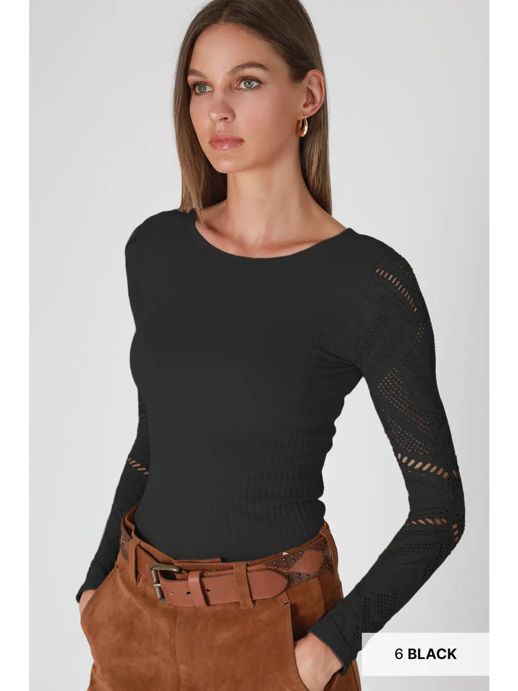Wide Textured Long Sleeve Top