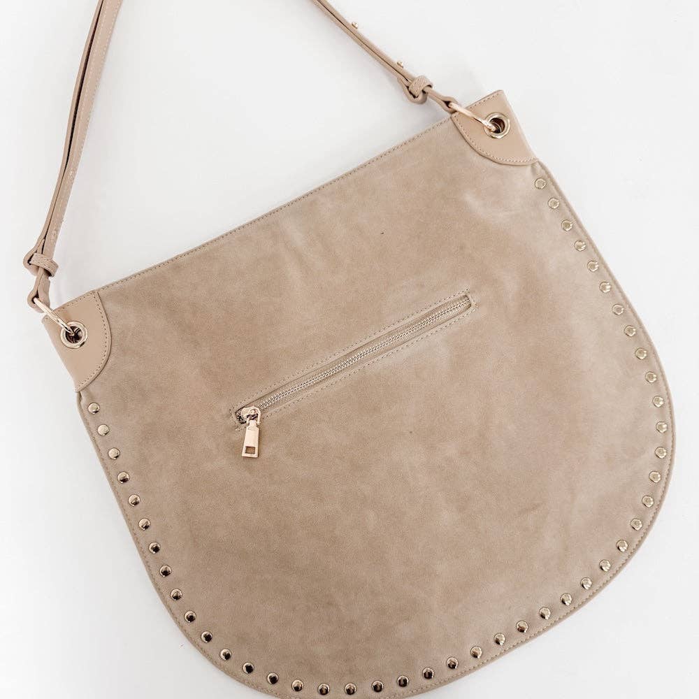 Rosalie Rivet Faux Suede Hobo Bag