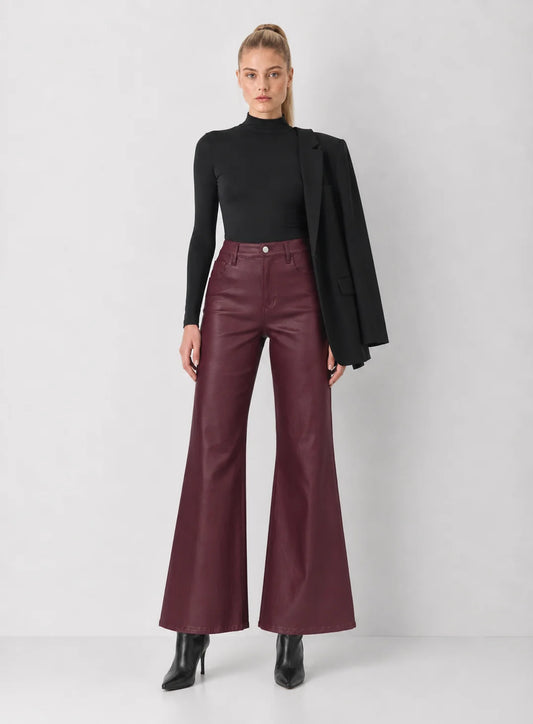 Dear John Fiona Leather Wide Leg Pants - Fig