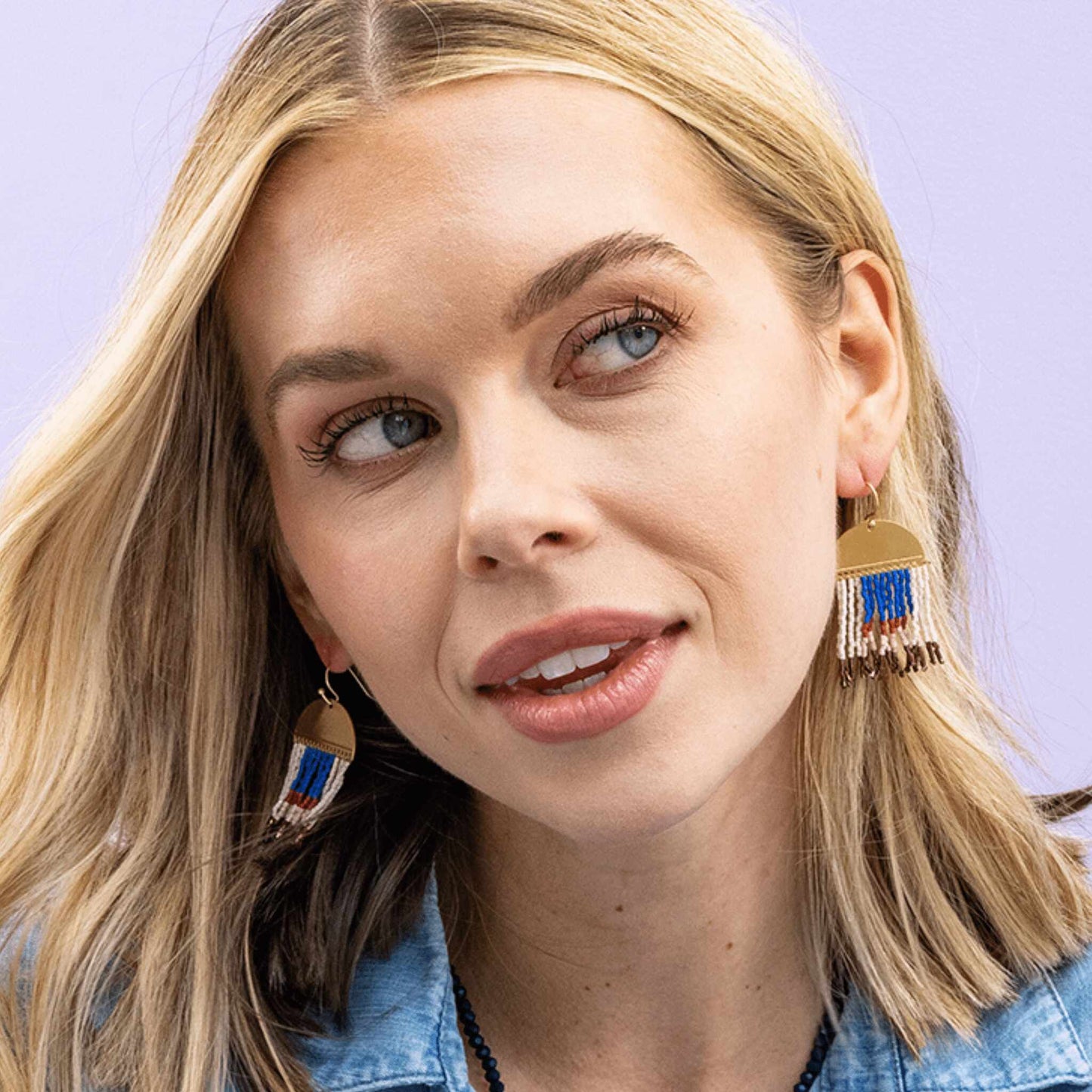 Birdie Abstract Beaded Fringe Earrings - Sedona