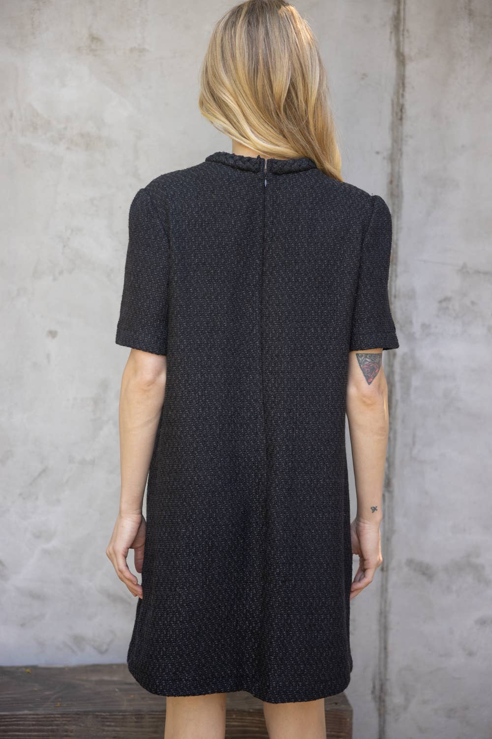 DOUBLE POCKET TWEED DRESS