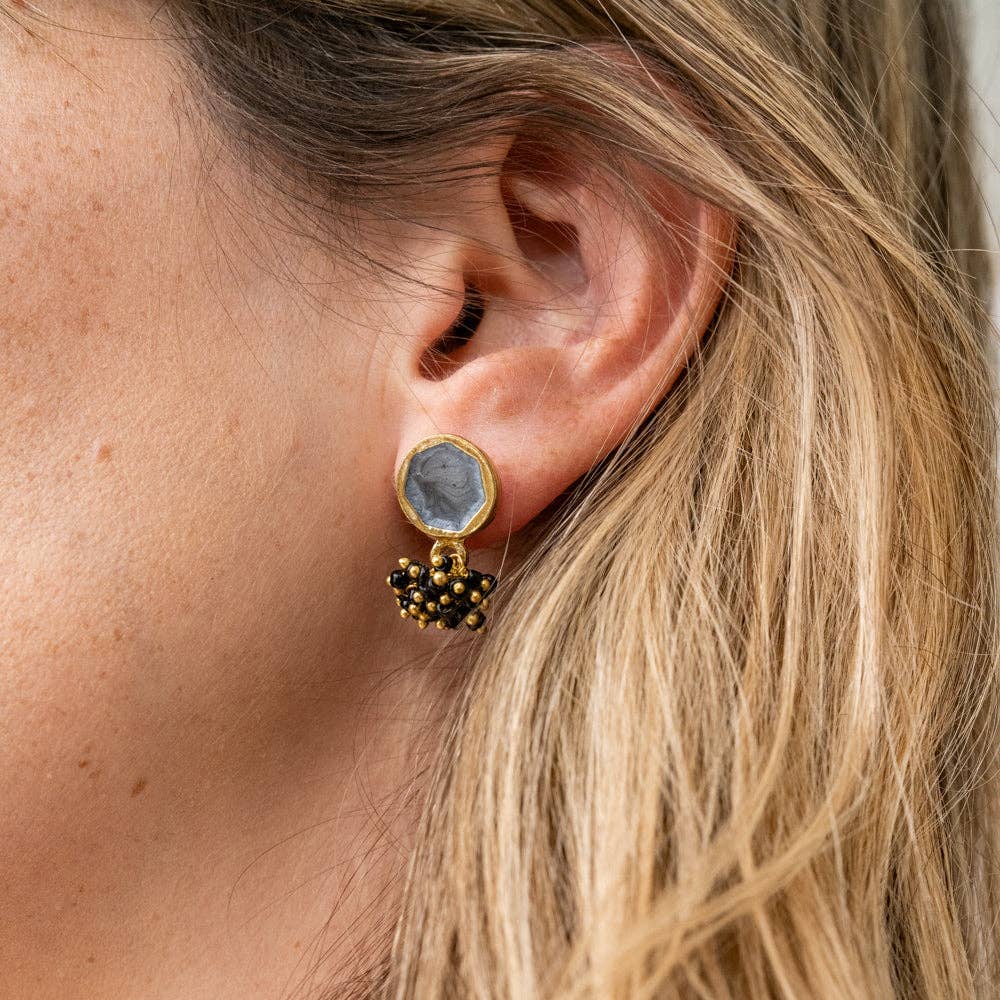 Kimberly Enamel Earrings - Silver Grey