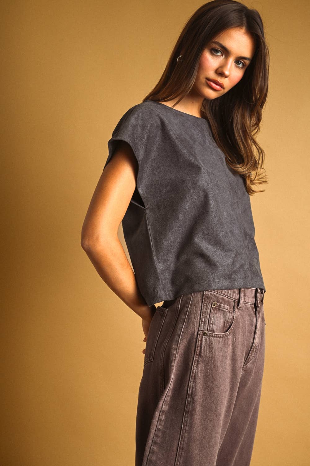 Faux Suede Top