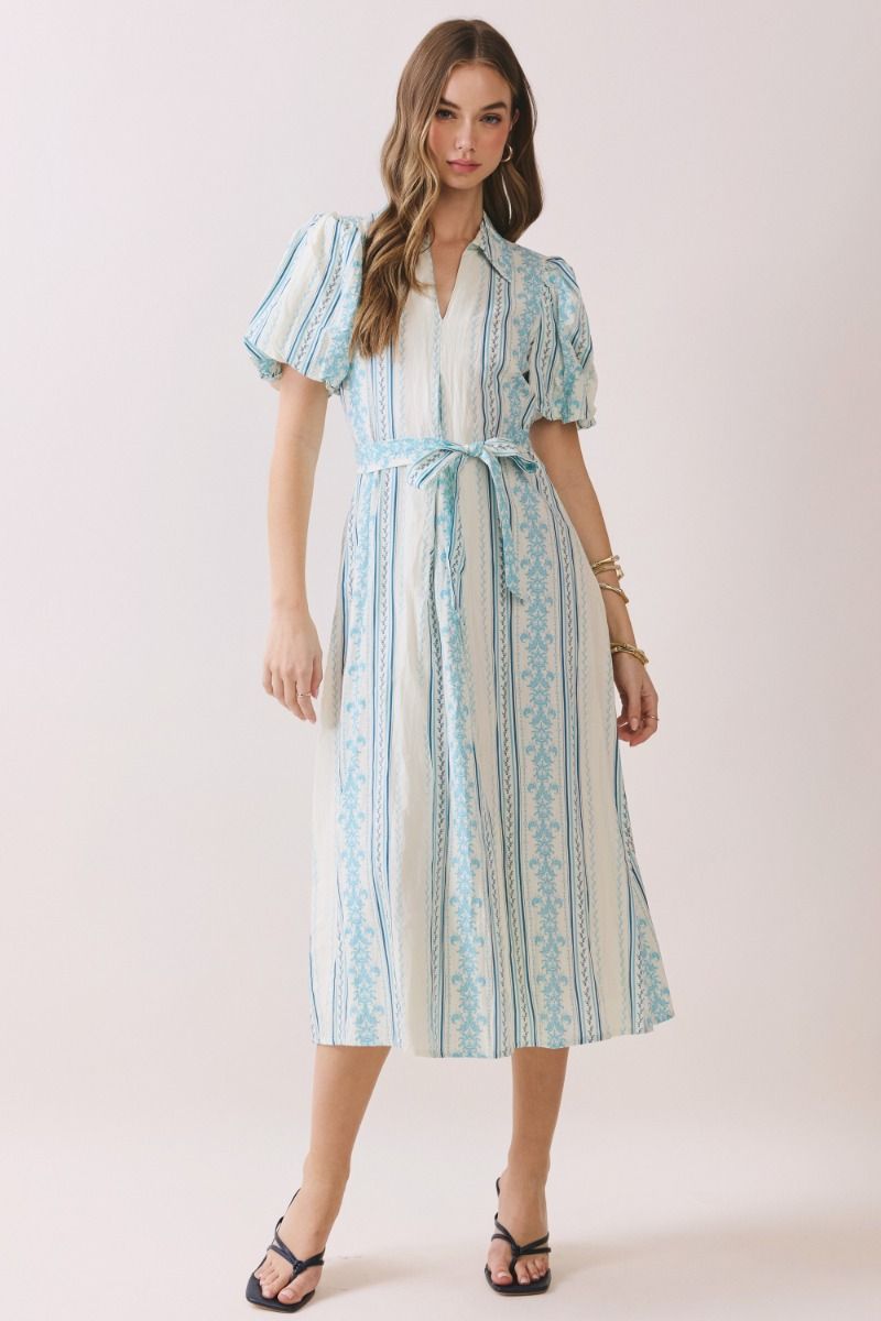 Striped Collared Midi Dress