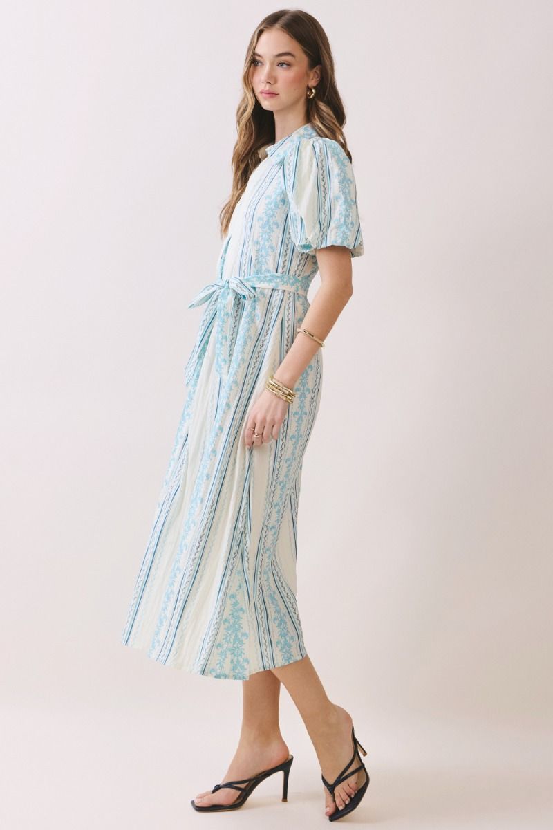 Striped Collared Midi Dress