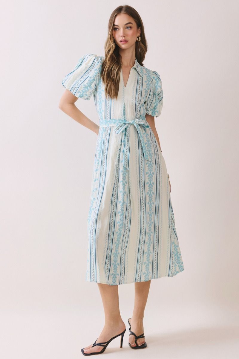 Striped Collared Midi Dress