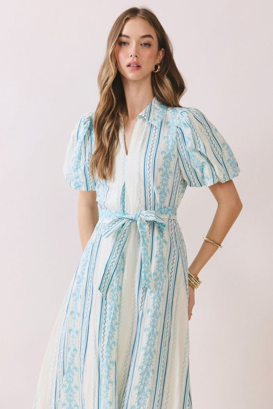 Striped Collared Midi Dress