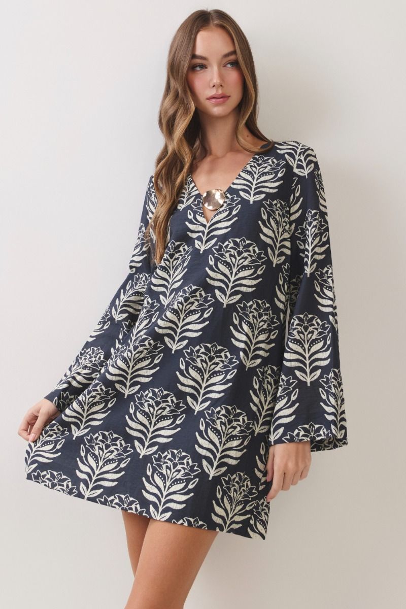 Bold Floral Print A-Line Dress