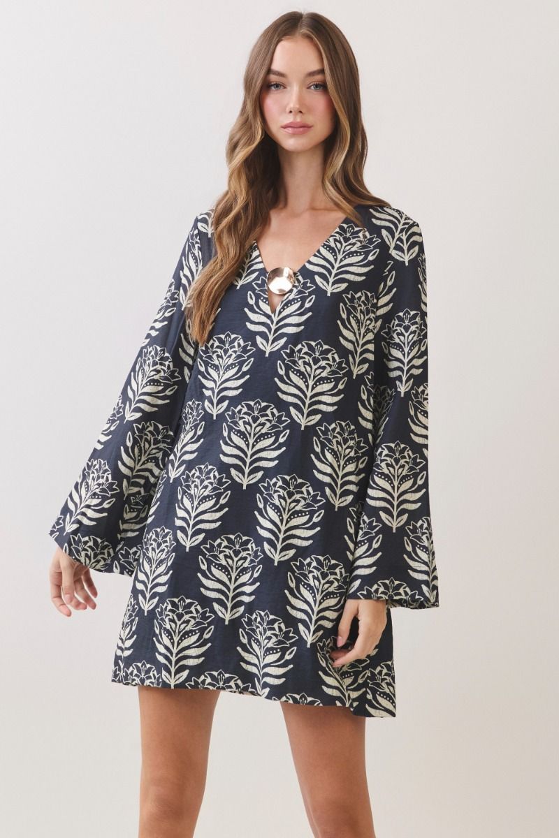 Bold Floral Print A-Line Dress