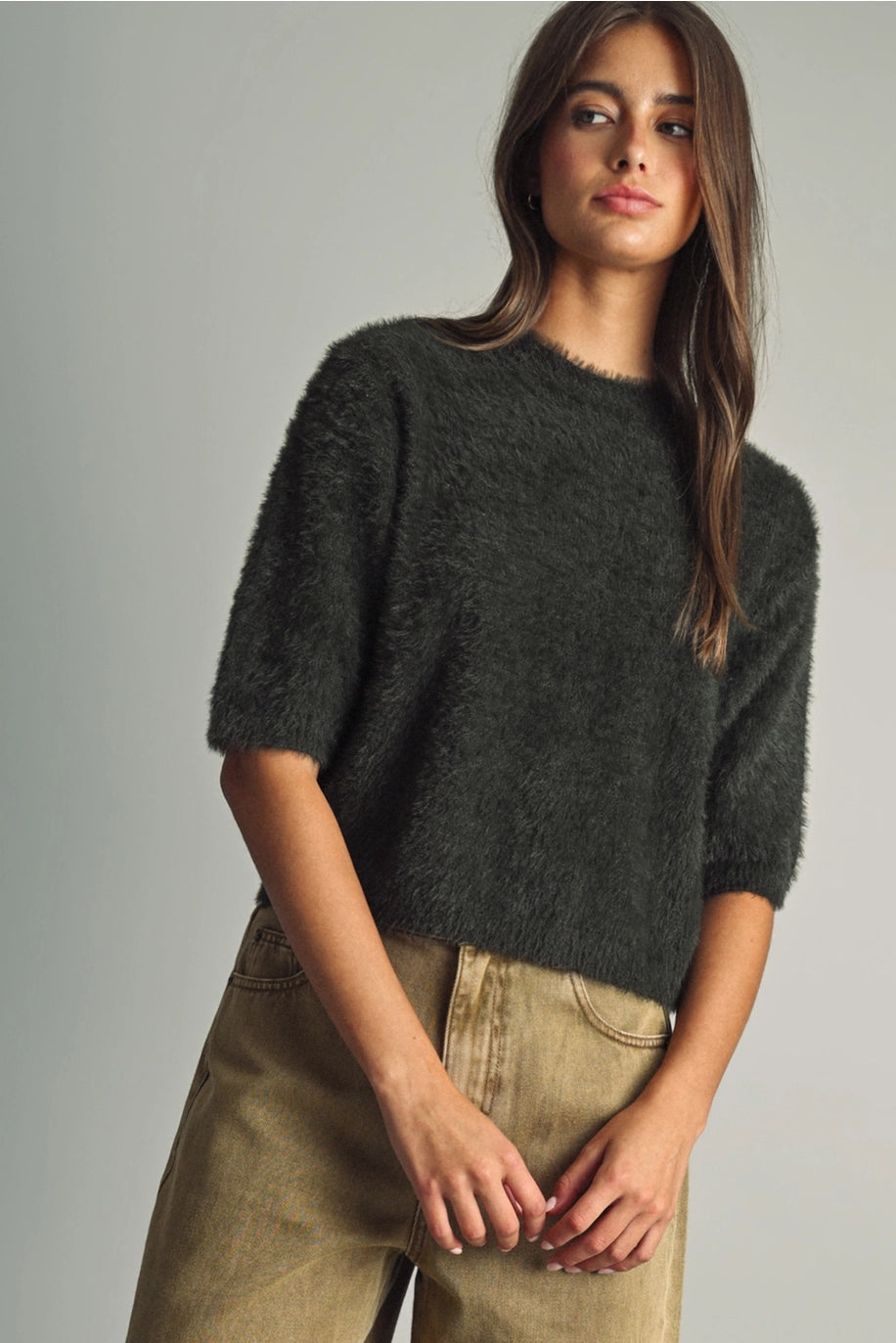 Fluffy Faux Fur Sweater Top