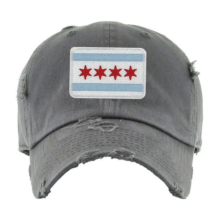 Chicago Flag Patch Distressed Hat