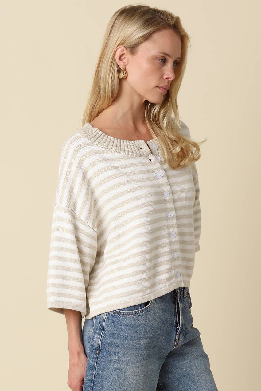 Natalia Stripe Loose Knit Top