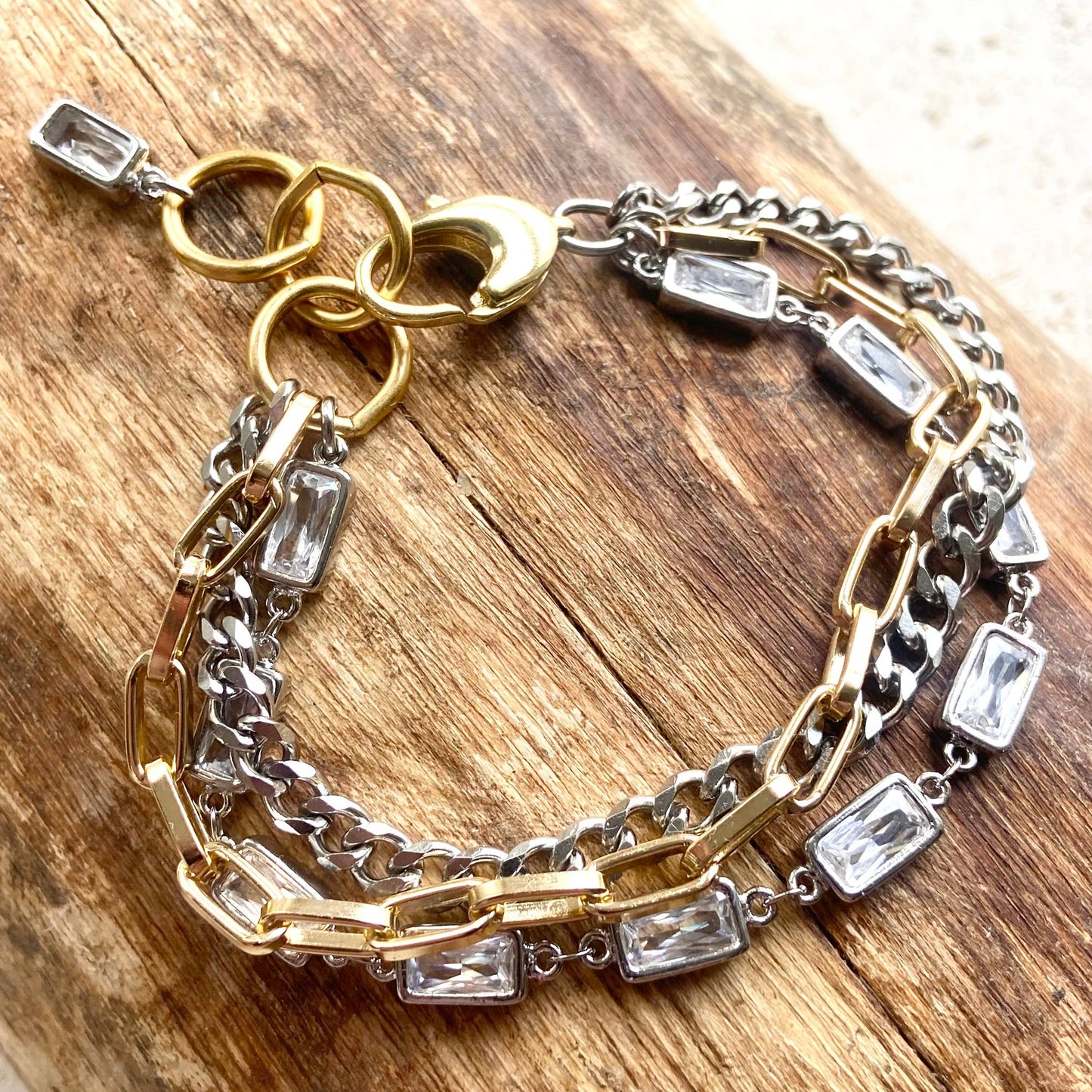 Mixed Metal Edgy Glam Bracelet