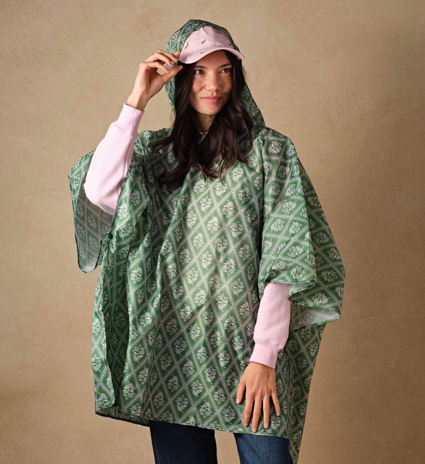 Rose Study Packable Rain Poncho
